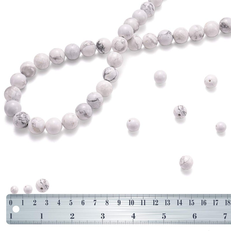 BEADIA Natural White Howlite Stone Round Loose Semi Gemstone Beads for Jewelry Making 8MM 44PCS - Image 3